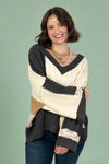 Multi Fabric Color Block V Neck Sweater