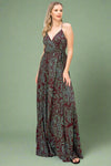 Paisley Sleeveless Wrap Maxi - Burgundy