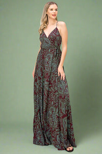Paisley Sleeveless Wrap Maxi - Burgundy