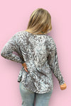 Button Grey Animal Print Top