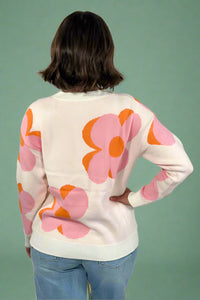 Big Flower Knit Sweater - Cream