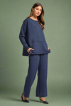 Greece Split Hem Top - Navy