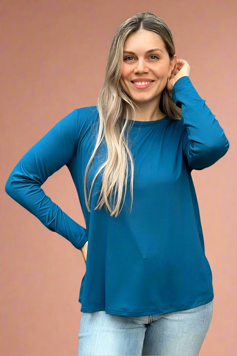 Solid Long Sleeve Top Teal