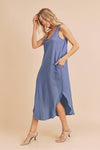 Round Hem Daisy Dress - Blue