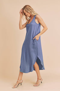 Round Hem Daisy Dress - Blue