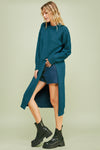 Asymmetric Split Knit Dress - Teal