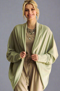 Dolman Shawl Open Cardigan - Sage