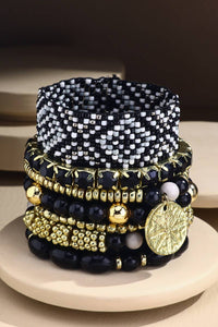 7- Strand Multi Shape Bracelet Set Black