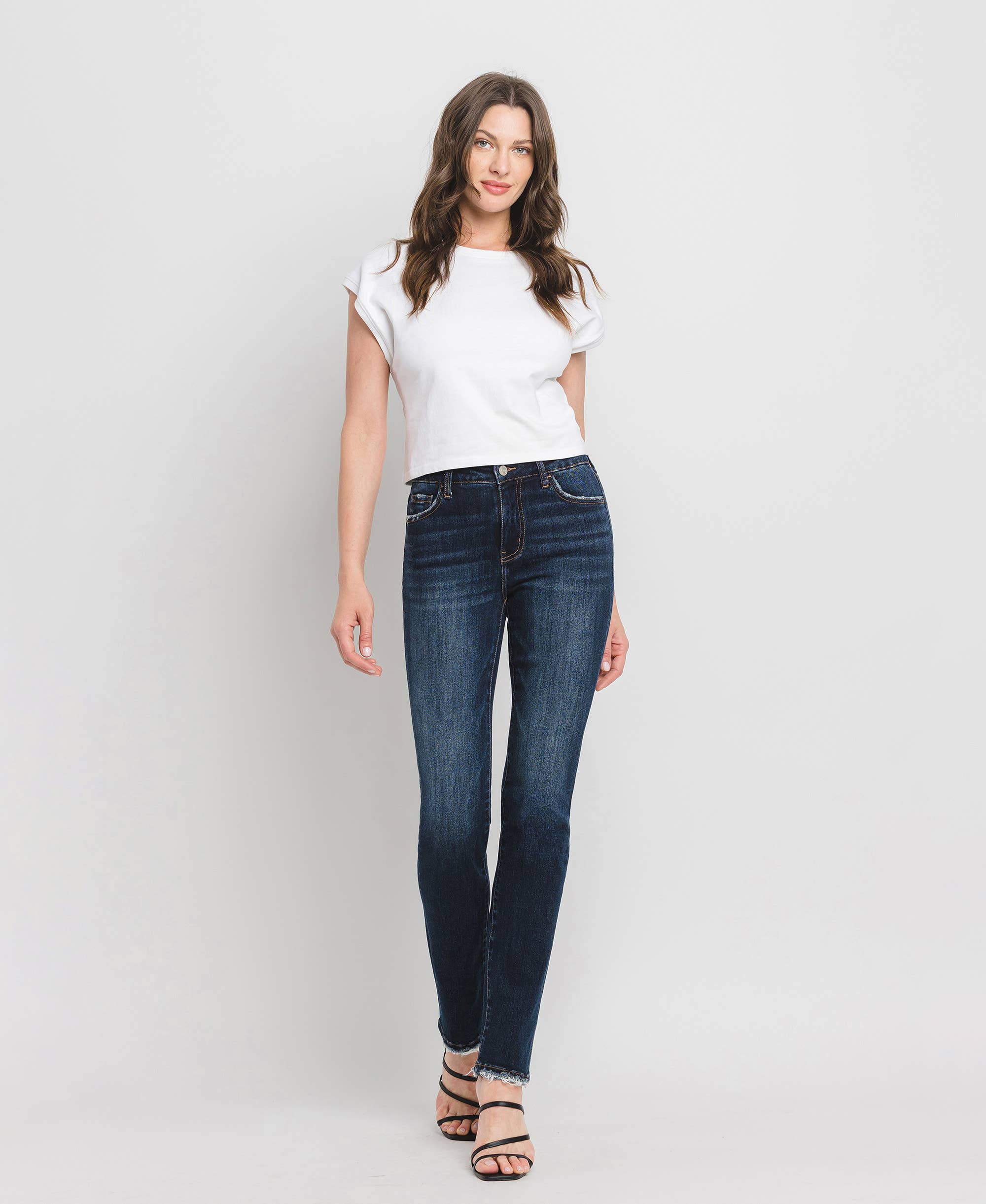 High Rise Long Slim Straight Jeans LV39