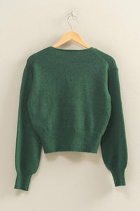Surplice V Neck Sweater - Green
