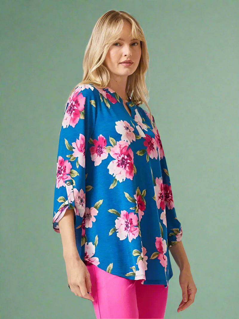 Lizzy Top - Teal Floral