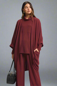Getaway Open Cardigan - Wine