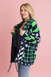 Sierra Spirit Geometric Knit Cardigan - Navy