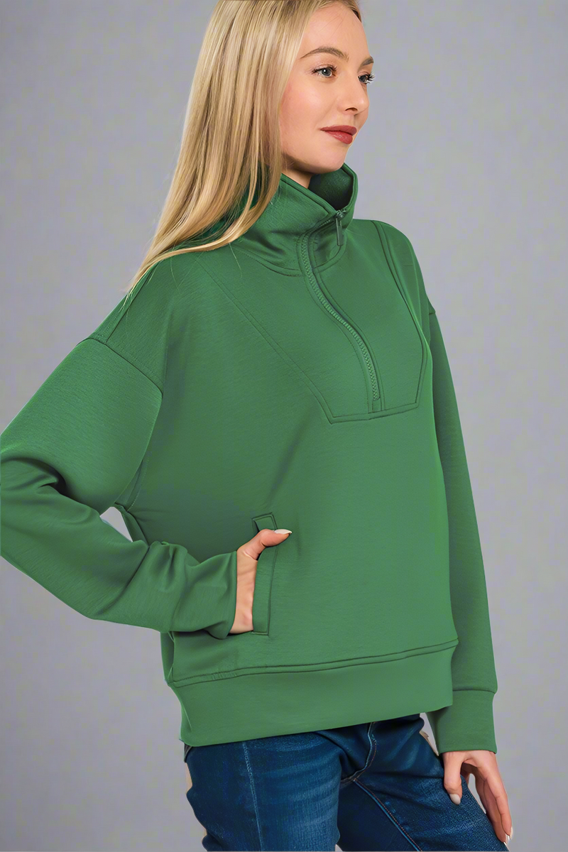 Scuba Half Zip Pullover - Dark Green