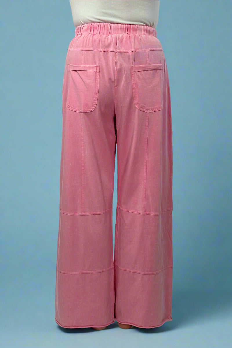 Mineral Wash High Waist Pants - Bonbon