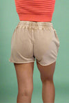 Drawstring Waist Dolphin Shorts - Taupe