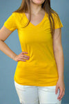 Women's Cotton V-Neck Tee - Yellow