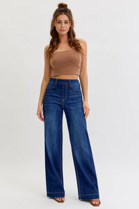 High Rise Pull-On Wide Leg Denim C265