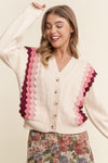 Multicolored Tiered Button Down Cardigan