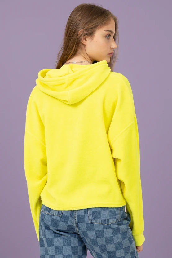 Oversized Balloon Sleeve Hoodie - Yellow