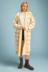 Striped Open Front Long Cardigan - Cream