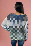 Round Knit Long Sleeve - Olive Checks
