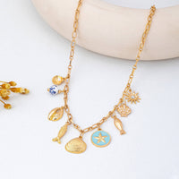 Coastal Seashells Fish Necklace