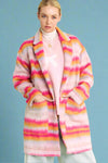 Fuzzy Open Coat Jacket - Pink Orange