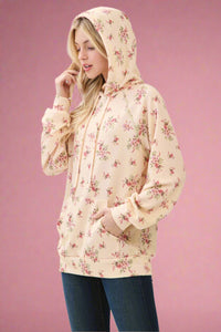 Floral Ribbed Hoodie - Butter