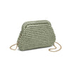 Anastasia Straw Clutch With Chain Strap - Sage