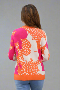 Bold Abstract Knit Sweater - Orange