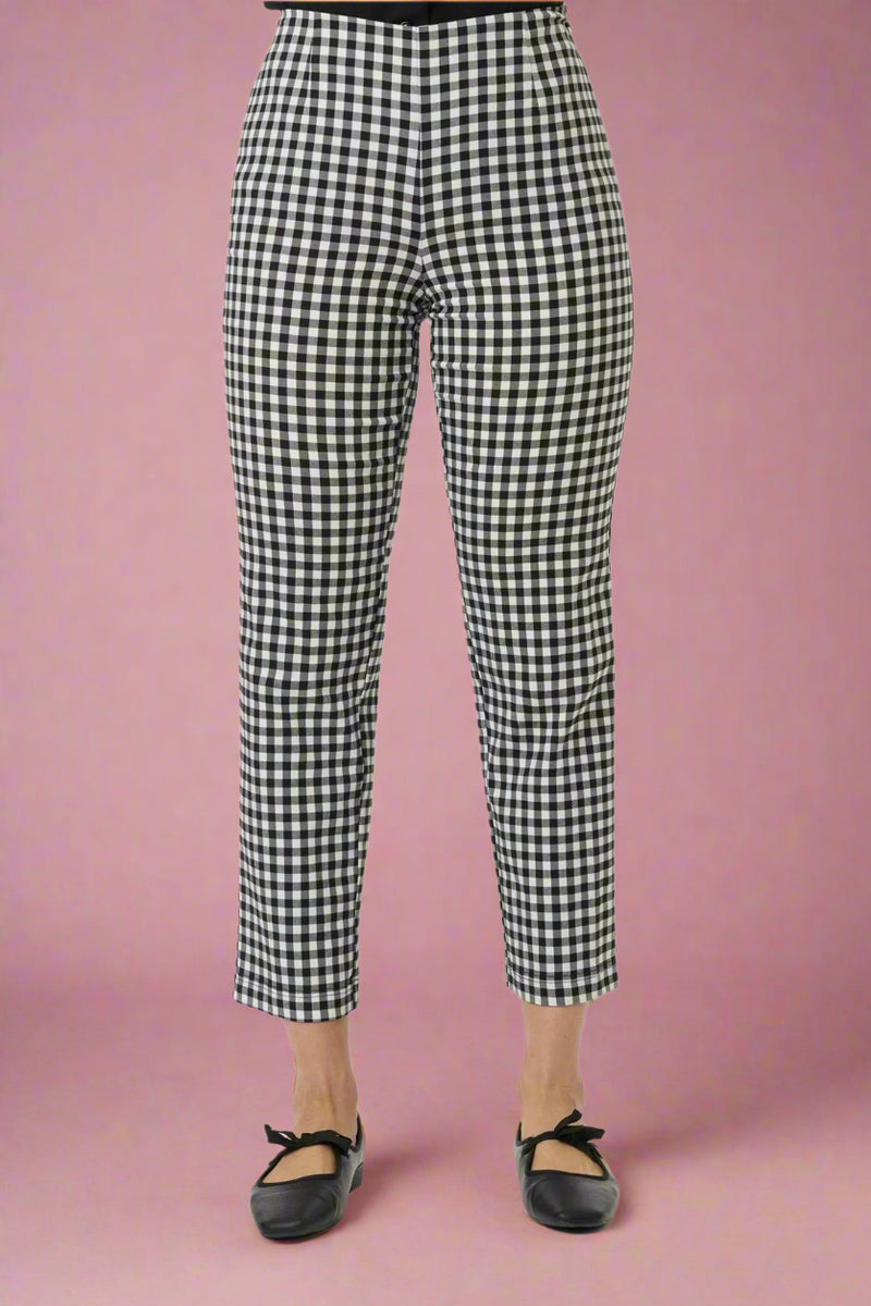 1960s Black & White Gingham Cigarette Pants