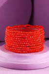 10 Piece Stackable Boho Bracelet - Red