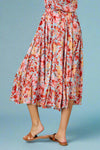 Floral Print Midi Skirt - Sky Blue