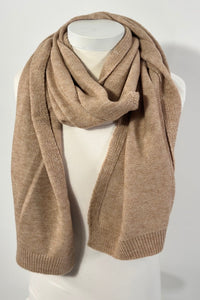 Soft Ribbed Oblong Scarf - Beige