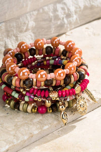 Multi Layered Beads Bracelet - Flamingo