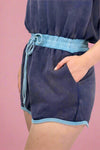 French Terry Sleeveless Romper - Navy