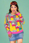 Cats In Space French Terry Pullover Grey