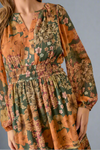 Big Floral Print Midi Dress - Green