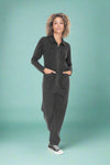 Mineral Wash Cotton Blend Jumpsuit Black
