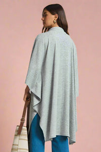 Flowy Draped Poncho - Heather Grey