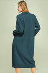 Asymmetric Split Knit Dress - Teal