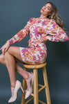 Printed Knit Sweater Mini Dress - Cream