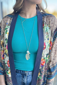 Monstera Pendant  Necklace Gold