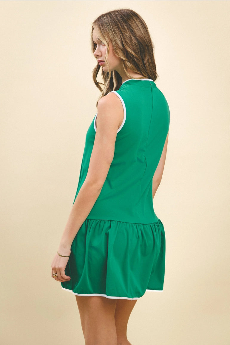 Athletic Front Quarter Zip Dress - Green