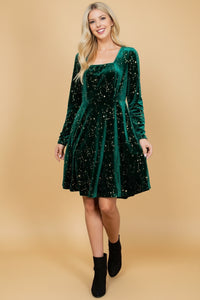 Celestial Green Velvet Dress