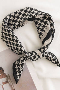 Classic Houndstooth Square Scarf - Black