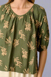 Printed Short Sleeve Top - Dusty Green
