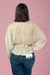 Plisse Dolman Sleeve Blouse - Cream