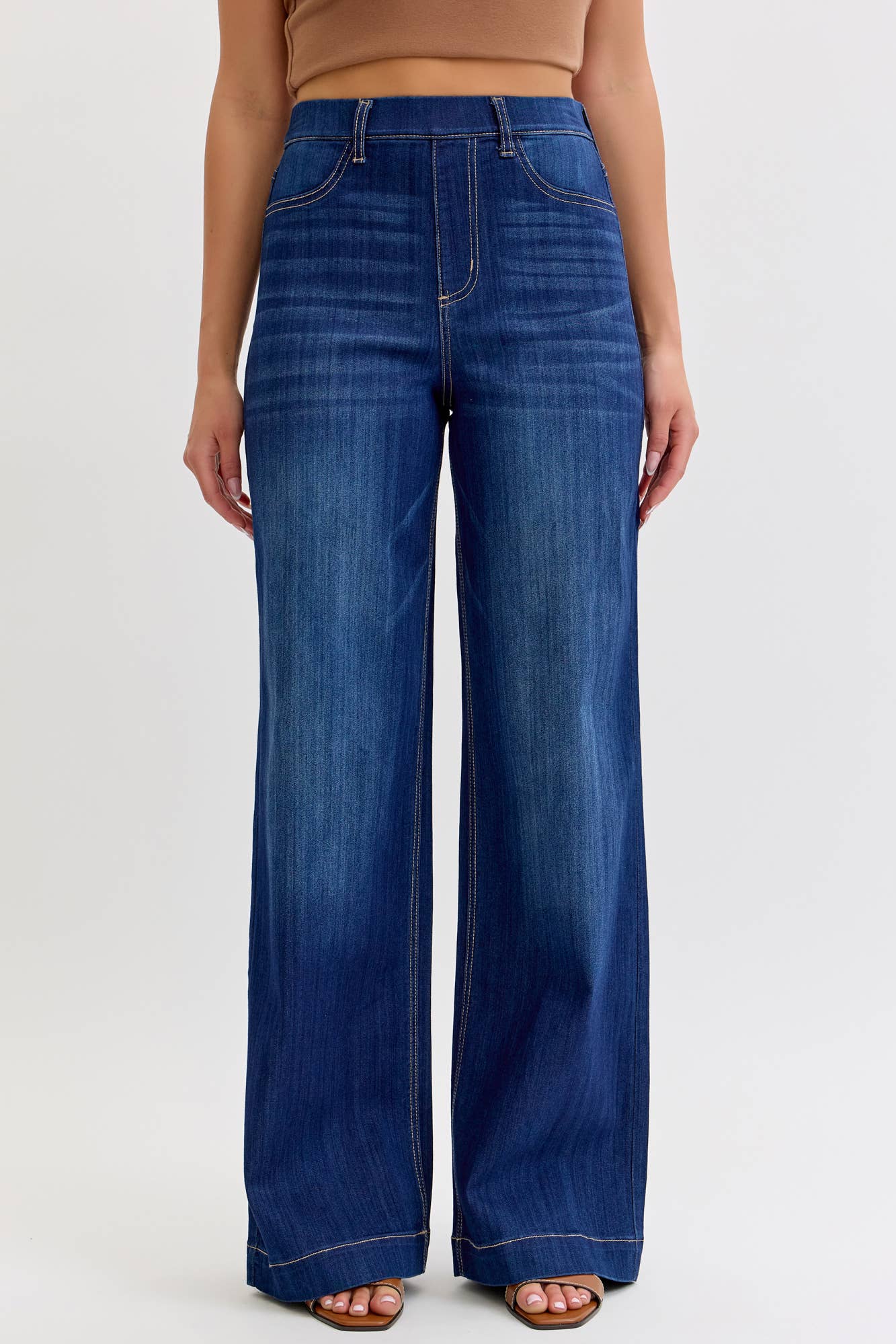 High Rise Pull-On Wide Leg Denim C265